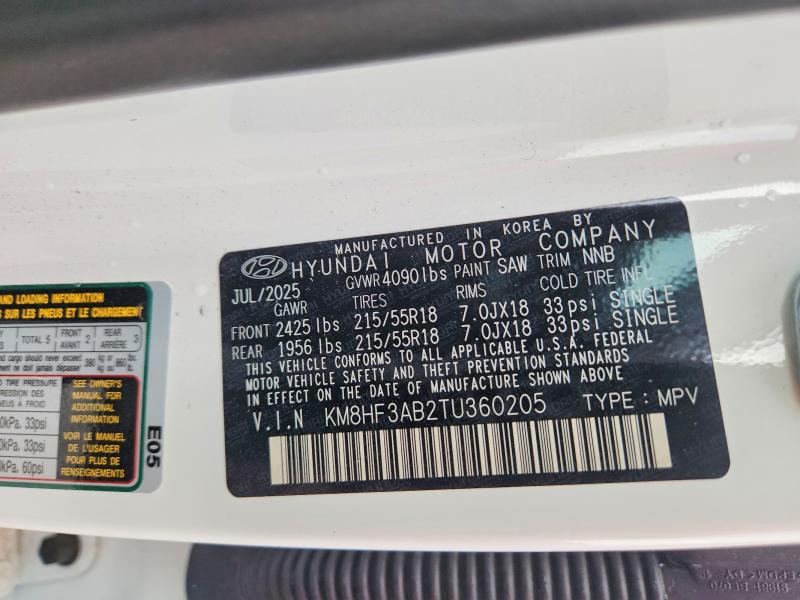 55779676 :رقم المزاد ، KM8HF3AB2TU360205 vin ، 2026 Hyundai Kona مزاد بيع