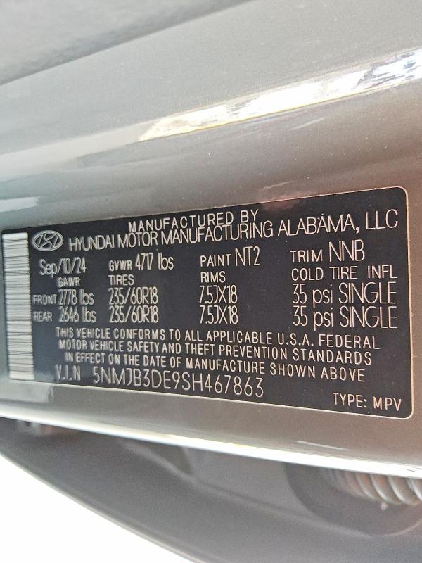 2025 Hyundai Tucson მანქანა იყიდება აუქციონზე, vin: 5NMJB3DE9SH467863, აუქციონის ნომერი: 59194316