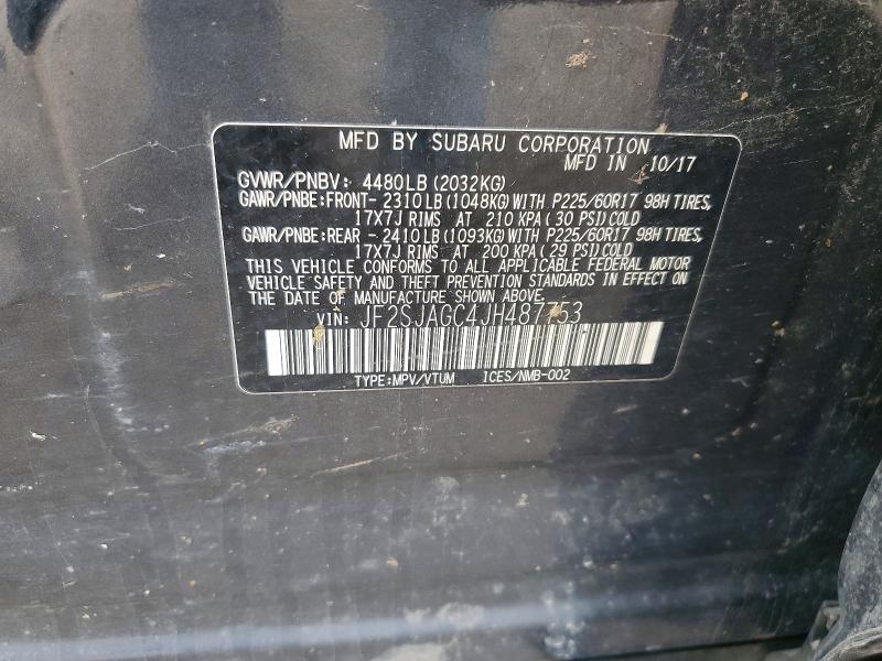 Продажа на аукционе авто 2018 Subaru Forester, vin: JF2SJAGC4JH487753, номер лота: 55796956