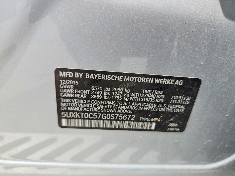 55717596 :رقم المزاد ، 5UXKT0C57G0S75672 vin ، 2016 Bmw X5 مزاد بيع