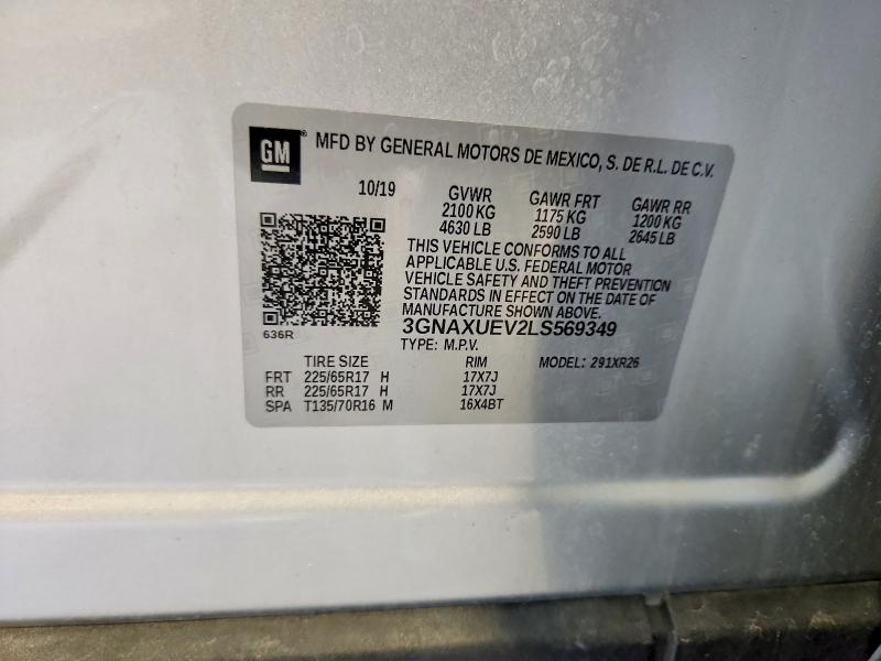 Продажа на аукционе авто 2020 Chevrolet Equinox, vin: 3GNAXUEV2LS569349, номер лота: 54798276