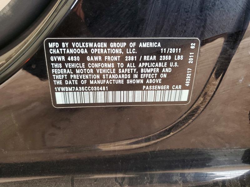 57246056 :رقم المزاد ، 1VWBM7A35CC030481 vin ، 2012 Volkswagen Passat مزاد بيع