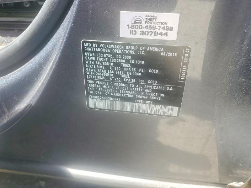 Aukcja sprzedaży 2018 Volkswagen Atlas, vin: 1V2DR2CA0JC561921, numer aukcji: 57489126