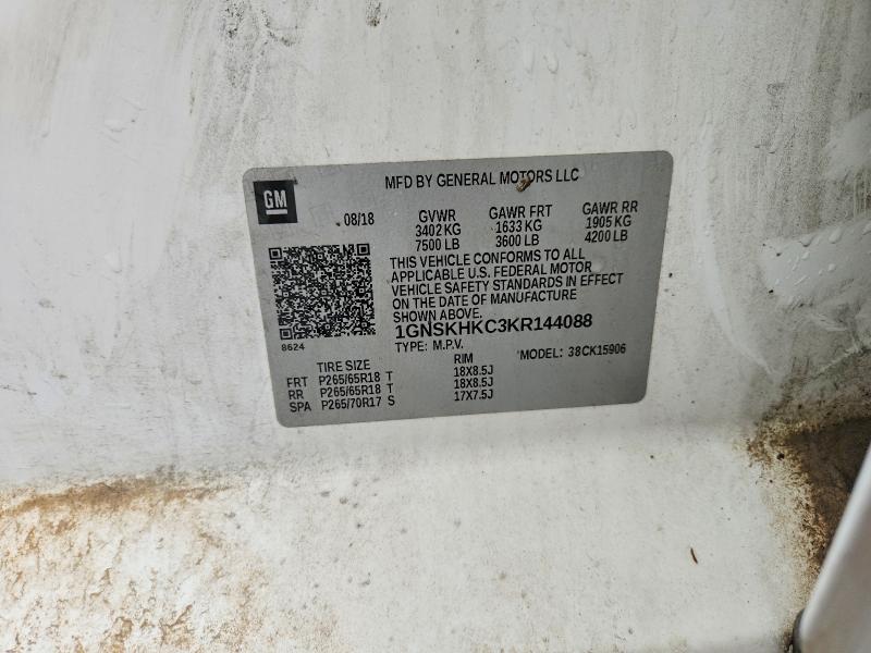56159756 :رقم المزاد ، 1GNSKHKC3KR144088 vin ، 2019 Chevrolet Suburban مزاد بيع