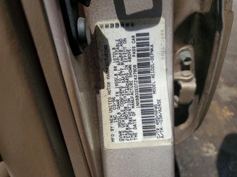 1996 Toyota Corolla მანქანა იყიდება აუქციონზე, vin: 1NXBB02E0TZ437808, აუქციონის ნომერი: 57494596