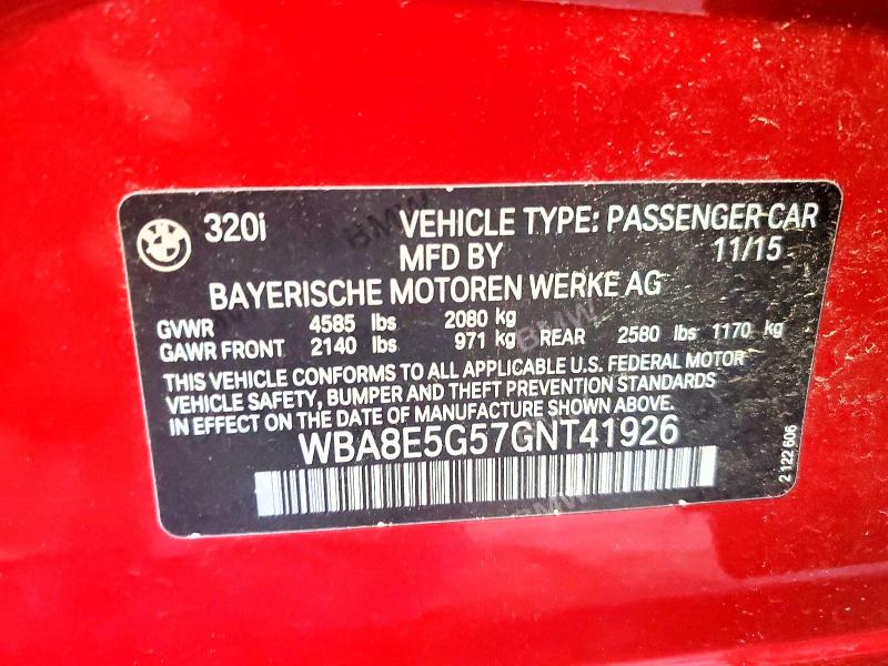 55961156 :رقم المزاد ، WBA8E5G57GNT41926 vin ، 2016 Bmw 320 مزاد بيع