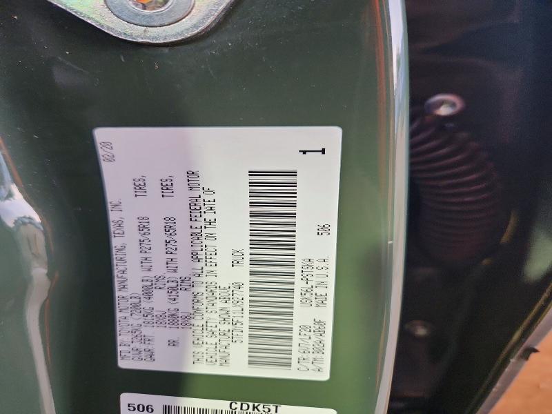 2020 Toyota Tundra მანქანა იყიდება აუქციონზე, vin: 5TFDY5F11LX927740, აუქციონის ნომერი: 55595426
