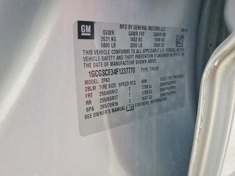 2015 Chevrolet Colorado მანქანა იყიდება აუქციონზე, vin: 1GCGSCE34F1237770, აუქციონის ნომერი: 56584866