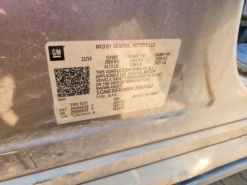 58045226 :رقم المزاد ، 1GNERFKW6KJ197082 vin ، 2019 Chevrolet Traverse مزاد بيع
