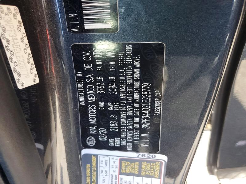 2020 Kia Forte მანქანა იყიდება აუქციონზე, vin: 3KPF34AD2LE228779, აუქციონის ნომერი: 59550416