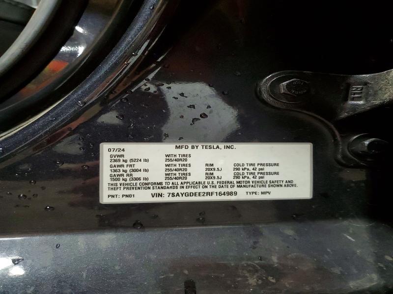 58064666 :رقم المزاد ، 7SAYGDEE2RF164989 vin ، 2024 Tesla Model Y مزاد بيع