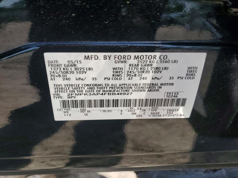 Продаж на аукціоні авто 2015 Ford Edge, vin: 2FMPK3AP4FBB46927, номер лоту: 58388636