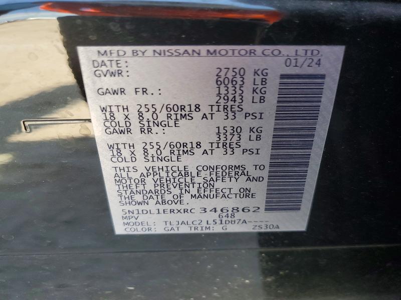 Aukcja sprzedaży 2024 Infiniti Qx60, vin: 5N1DL1ERXRC346862, numer aukcji: 56989706