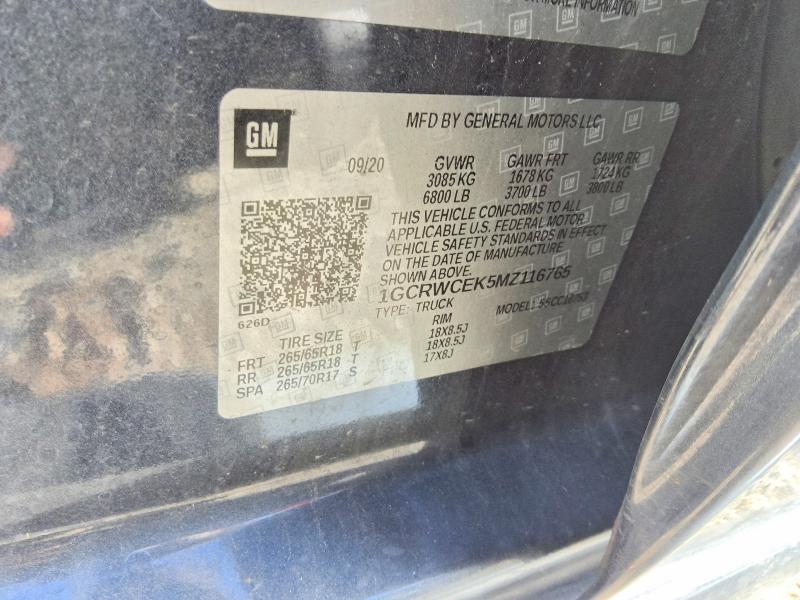 Aukcja sprzedaży 2021 Chevrolet Silverado, vin: 1GCRWCEK5MZ116765, numer aukcji: 58384926