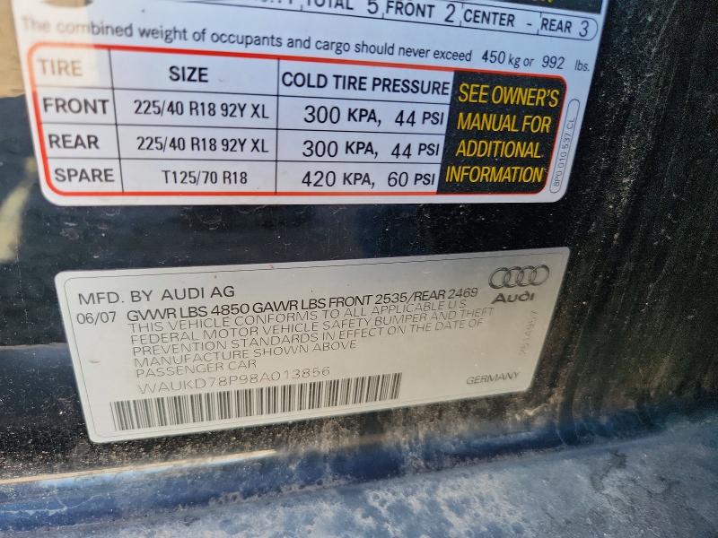 57345546 :رقم المزاد ، WAUKD78P98A013856 vin ، 2008 Audi A3 مزاد بيع