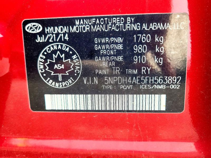Aukcja sprzedaży 2015 Hyundai Elantra, vin: 5NPDH4AE5FH563892, numer aukcji: 56243366