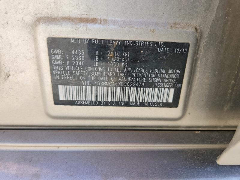 Aukcja sprzedaży 2014 Subaru Legacy, vin: 4S3BMCA6XE3022479, numer aukcji: 56043216