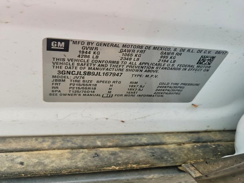 58363956 :رقم المزاد ، 3GNCJLSB9JL167947 vin ، 2018 Chevrolet Trax مزاد بيع