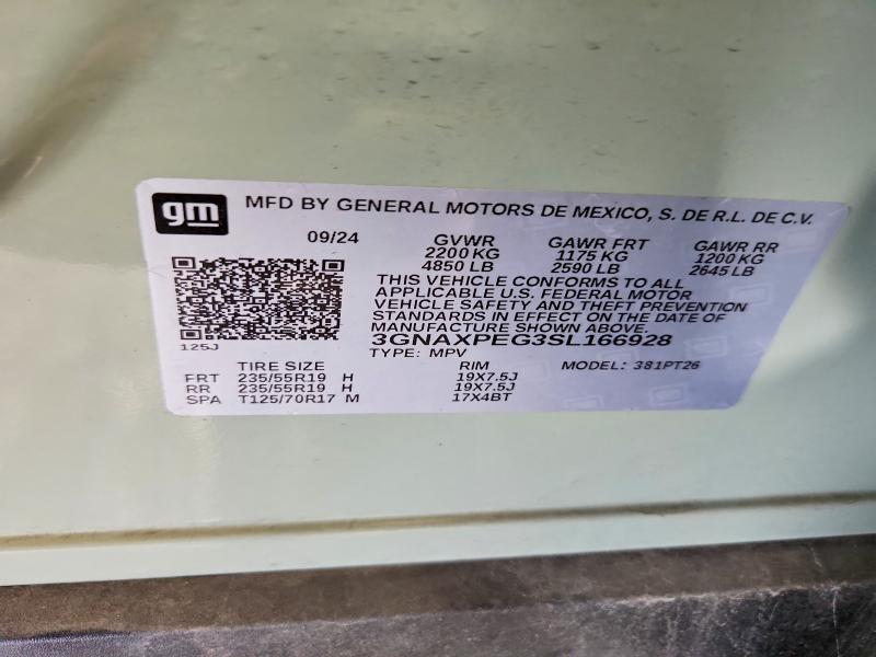 59107566 :رقم المزاد ، 3GNAXPEG3SL166928 vin ، 2025 Chevrolet Equinox مزاد بيع