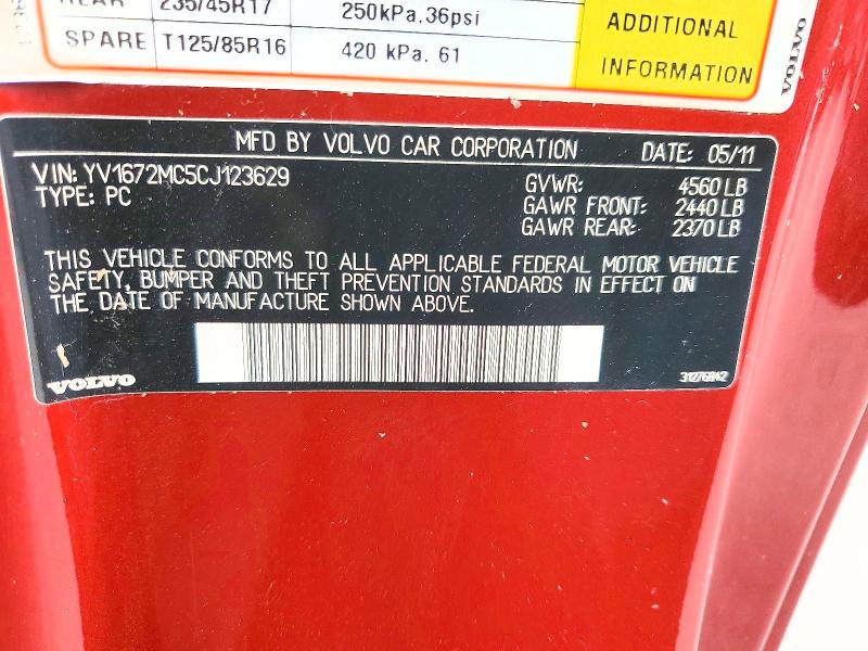 Aukcja sprzedaży 2012 Volvo C70, vin: YV1672MC5CJ123629, numer aukcji: 58104016