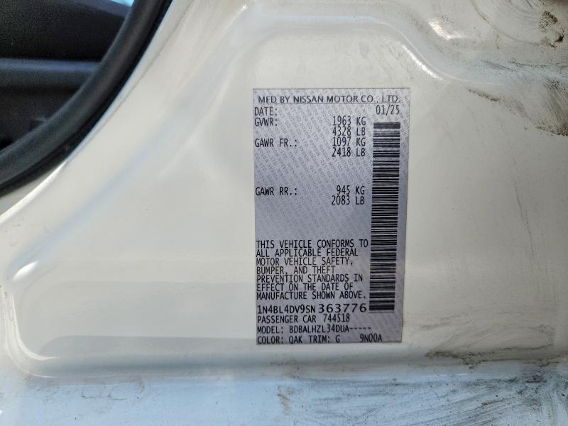 58974566 :رقم المزاد ، 1N4BL4DV9SN363776 vin ، 2025 Nissan Altima مزاد بيع