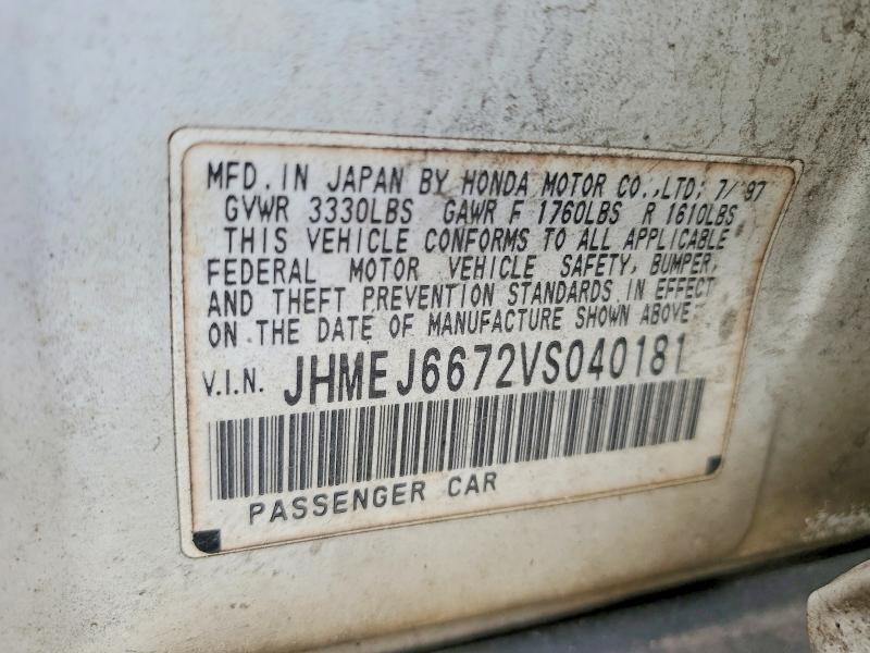 Продаж на аукціоні авто 1997 Honda Civic, vin: JHMEJ6672VS040181, номер лоту: 56737226