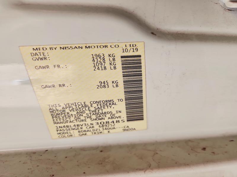 56692126 :رقم المزاد ، 1N4BL4BV3LN308485 vin ، 2020 Nissan Altima مزاد بيع