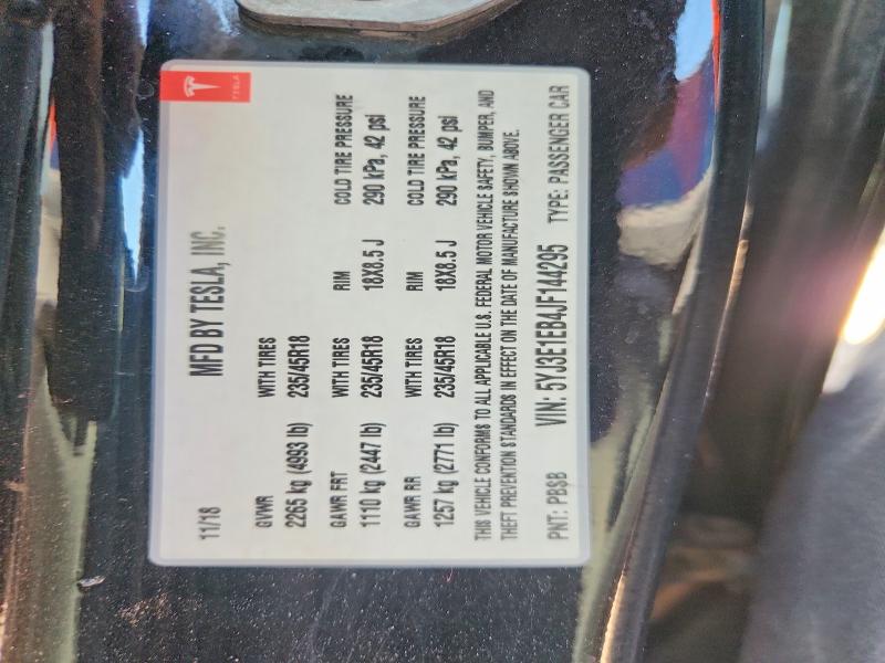 2018 Tesla Model 3 მანქანა იყიდება აუქციონზე, vin: 5YJ3E1EB4JF144295, აუქციონის ნომერი: 56367816
