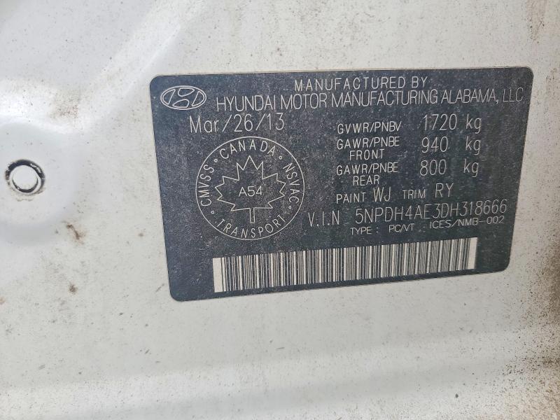 Продажа на аукционе авто 2013 Hyundai Elantra, vin: 5NPDH4AE3DH318666, номер лота: 58815156