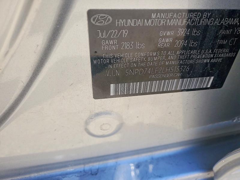 55697616 :رقم المزاد ، 5NPD74LF2LH513326 vin ، 2020 Hyundai Elantra مزاد بيع