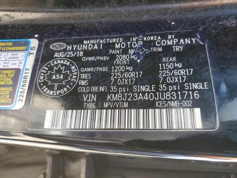 Aukcja sprzedaży 2018 Hyundai Tucson, vin: KM8J23A40JU831716, numer aukcji: 55754766