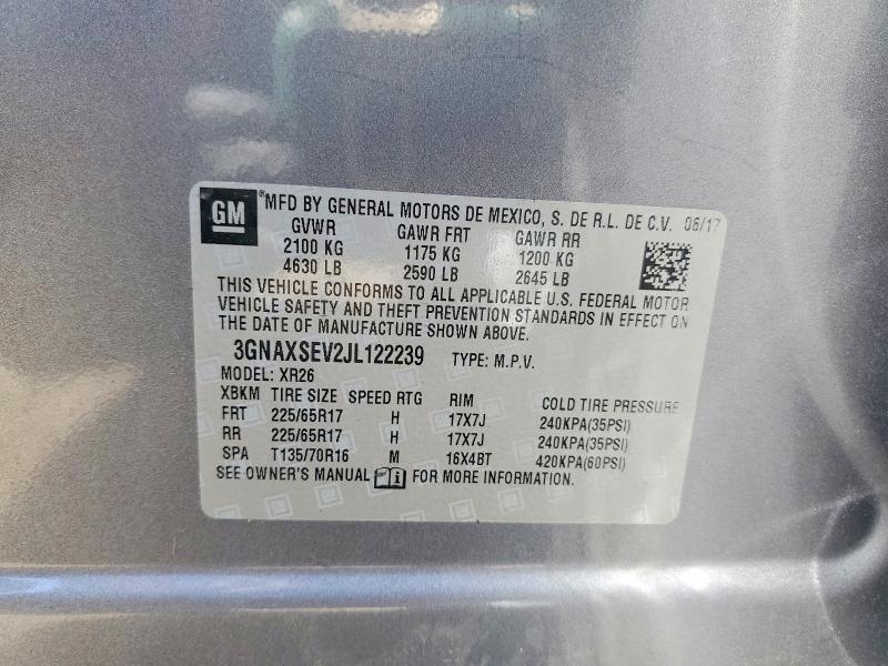 2018 Chevrolet Equinox მანქანა იყიდება აუქციონზე, vin: 3GNAXSEV2JL122239, აუქციონის ნომერი: 56331056