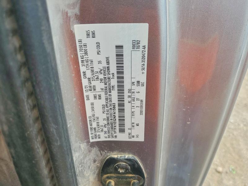 2022 Ford F150 მანქანა იყიდება აუქციონზე, vin: 1FTFX1E52NFA15863, აუქციონის ნომერი: 57998226