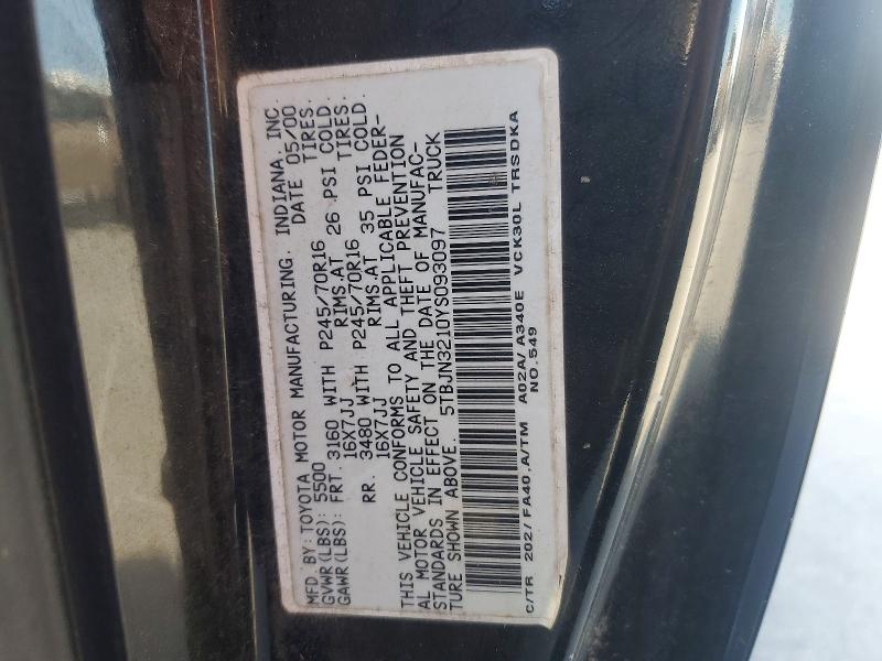 Продажа на аукционе авто 2000 Toyota Tundra, vin: 5TBJN3210YS093097, номер лота: 57382106