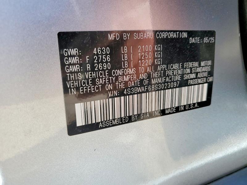Продаж на аукціоні авто 2025 Subaru Legacy, vin: 4S3BWAF68S3023097, номер лоту: 57967776