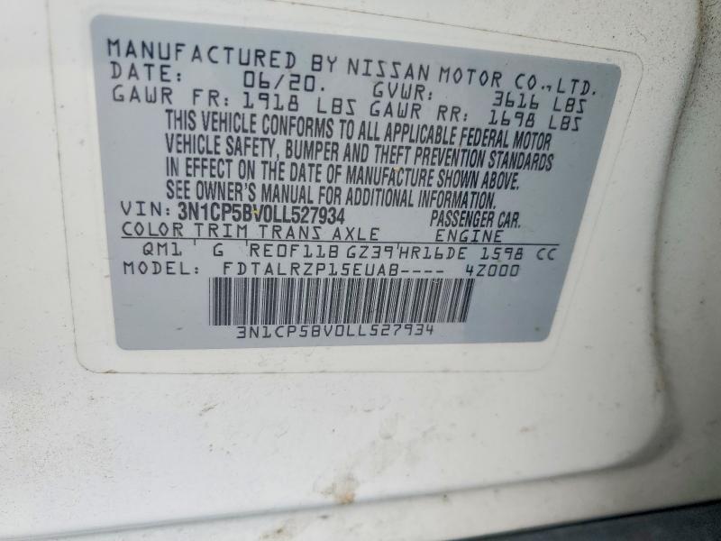 Продажа на аукционе авто 2020 Nissan Kicks, vin: 3N1CP5BV0LL527934, номер лота: 56563076