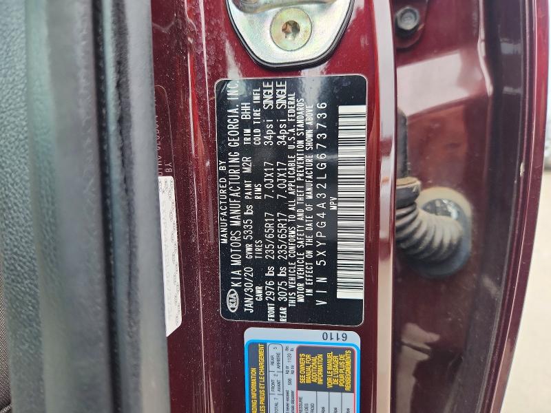 Продажа на аукционе авто 2020 Kia Sorento, vin: 5XYPG4A32LG673736, номер лота: 57601976