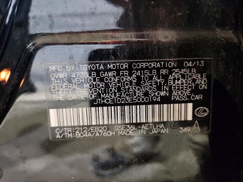 56352816 :رقم المزاد ، JTHCE1D23E5000194 vin ، 2014 Lexus Is مزاد بيع