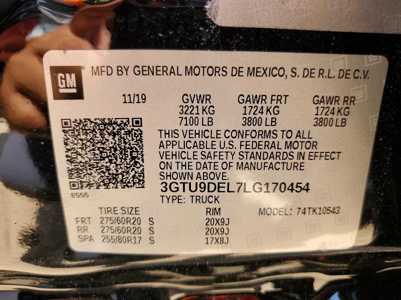 Продаж на аукціоні авто 2020 Gmc Sierra, vin: 3GTU9DEL7LG170454, номер лоту: 57214286