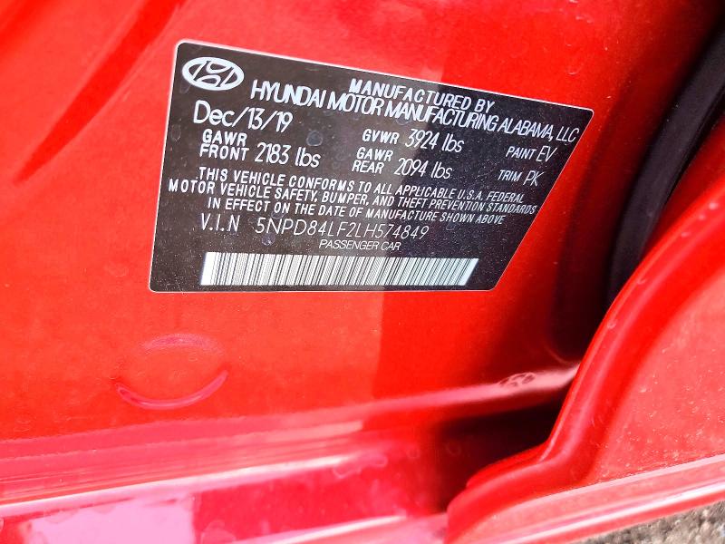 Продажа на аукционе авто 2020 Hyundai Elantra, vin: 5NPD84LF2LH574849, номер лота: 58733226
