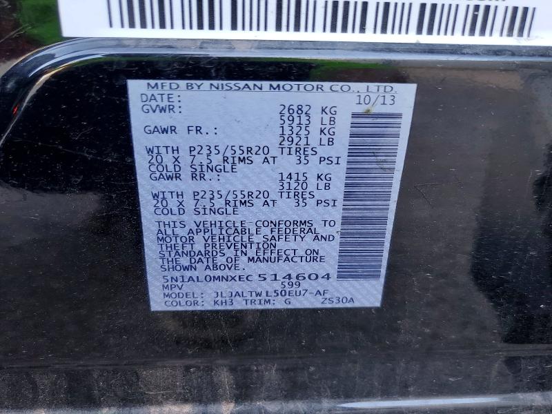 Aukcja sprzedaży 2014 Infiniti Qx60, vin: 5N1AL0MNXEC514604, numer aukcji: 56089876