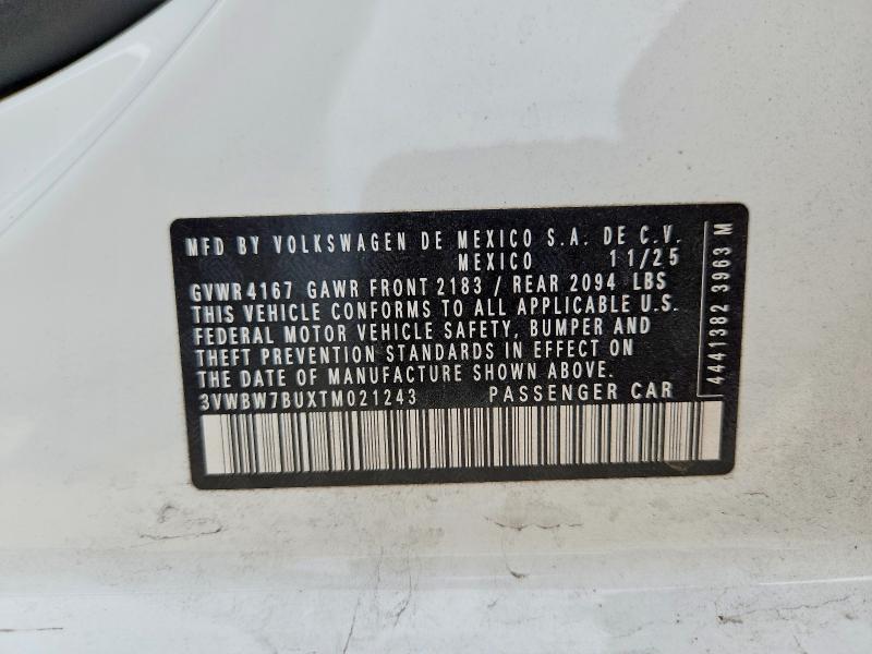 56073976 :رقم المزاد ، 3VWBW7BUXTM021243 vin ، 2026 Volkswagen Jetta مزاد بيع