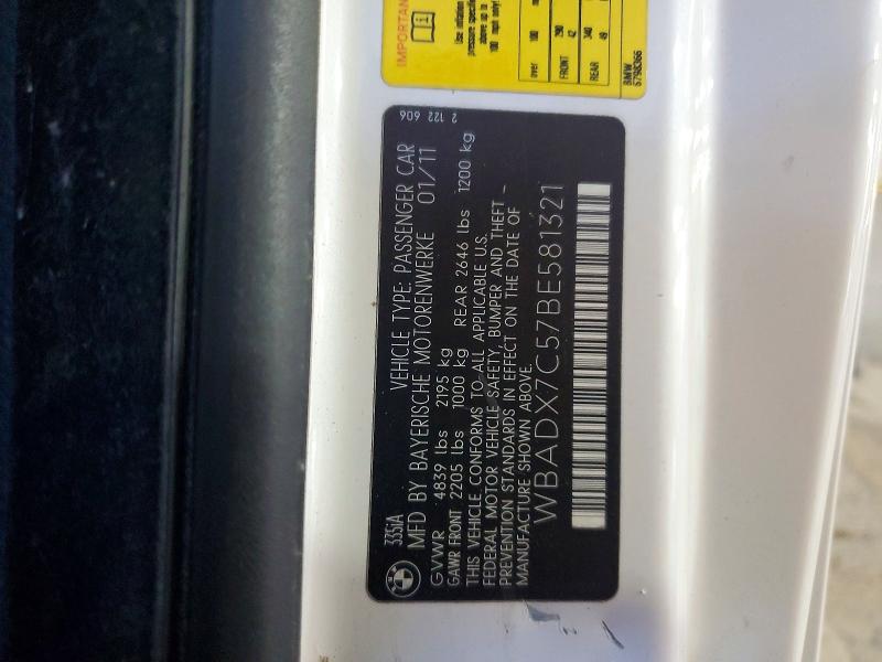 56139086 :رقم المزاد ، WBADX7C57BE581321 vin ، 2011 Bmw 335 مزاد بيع