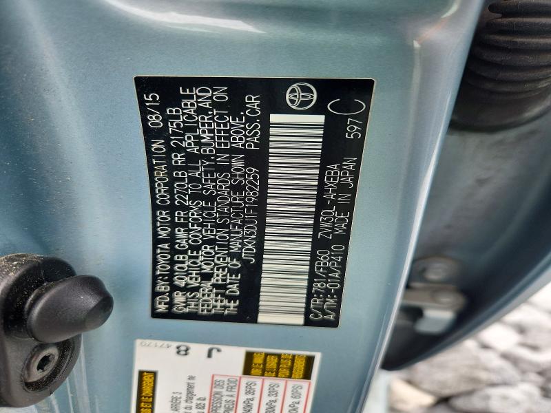 56514286 :رقم المزاد ، JTDKN3DU1F1982259 vin ، 2015 Toyota Prius مزاد بيع