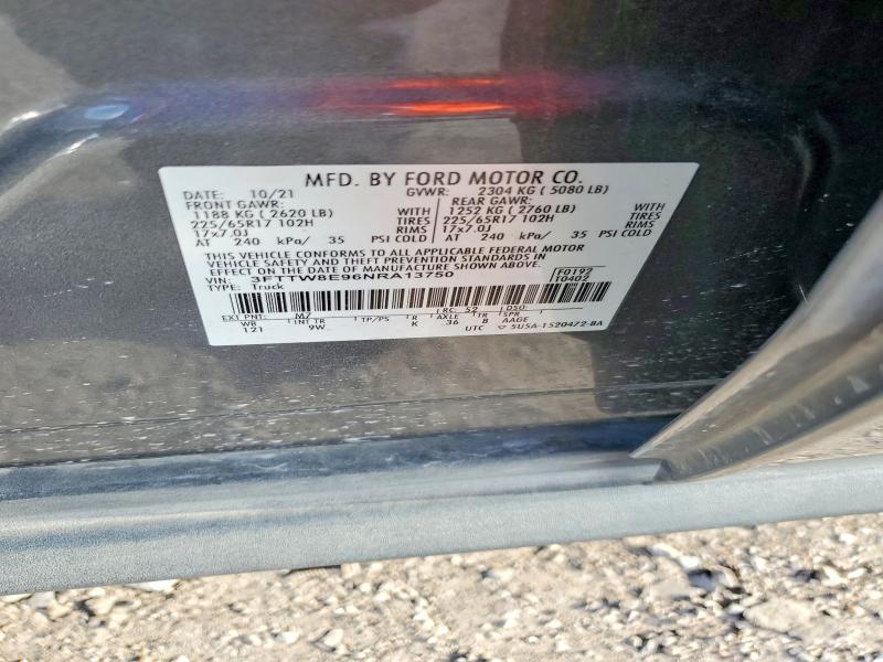 Продаж на аукціоні авто 2022 Ford Maverick, vin: 3FTTW8E96NRA13750, номер лоту: 56104716