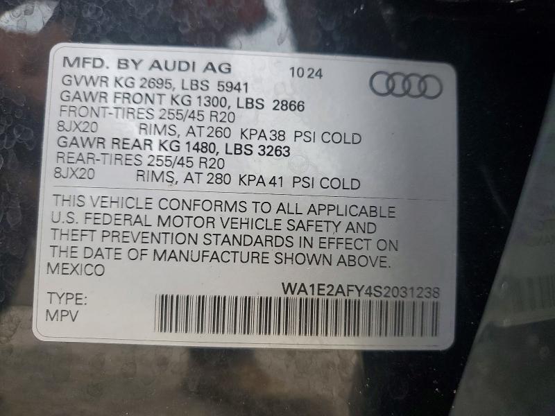 2025 Audi Q5 E მანქანა იყიდება აუქციონზე, vin: WA1E2AFY4S2031238, აუქციონის ნომერი: 58560306