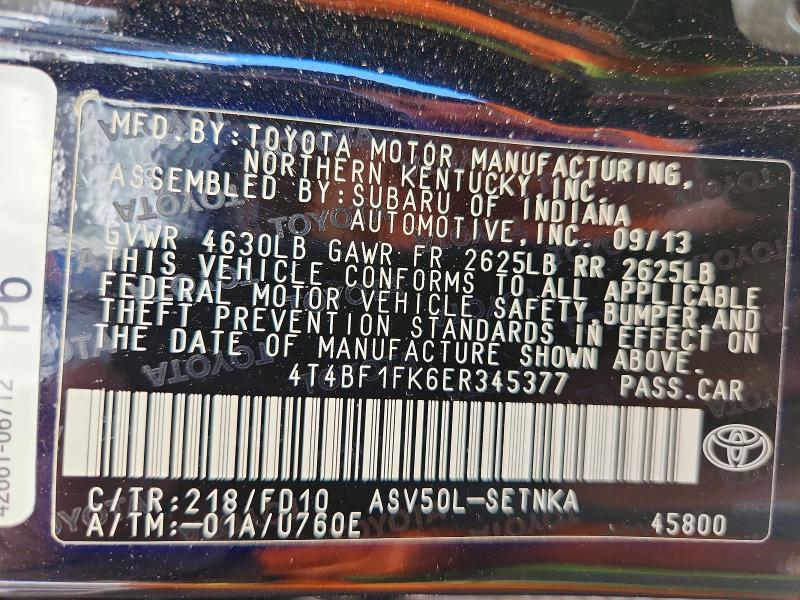Aukcja sprzedaży 2014 Toyota Camry, vin: 4T4BF1FK6ER345377, numer aukcji: 56699446