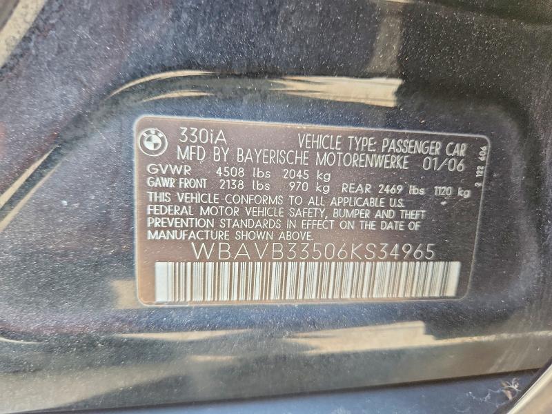 57750636 :رقم المزاد ، WBAVB33506KS34965 vin ، 2006 Bmw 330 مزاد بيع