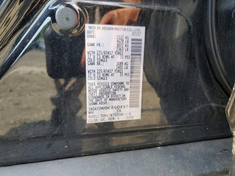 2017 Nissan Rogue მანქანა იყიდება აუქციონზე, vin: 5N1AT2MV0HC860497, აუქციონის ნომერი: 57357316