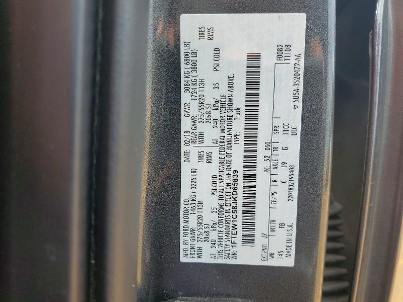 Aukcja sprzedaży 2018 Ford F150, vin: 1FTEW1C58JKD65839, numer aukcji: 56102096
